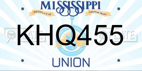 KHQ455 Mississippi License Plate