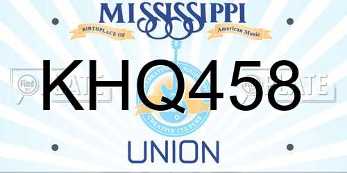 KHQ458 Mississippi License Plate