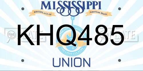 KHQ485 Mississippi License Plate