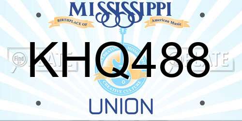KHQ488 Mississippi License Plate