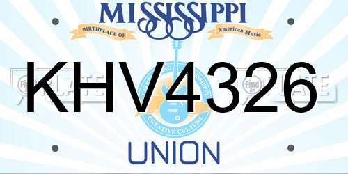 KHV4326 Mississippi License Plate