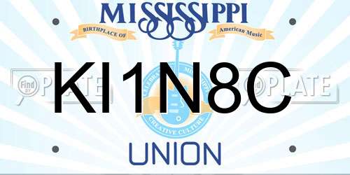 KI1N8C Mississippi License Plate