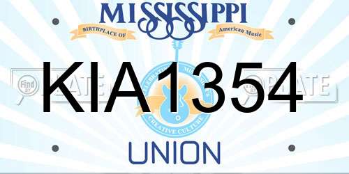 KIA1354 Mississippi License Plate