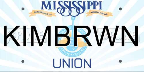 KIMBRWN Mississippi License Plate
