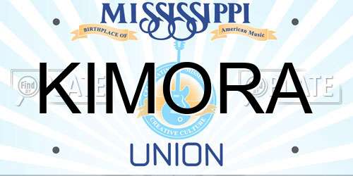 KIMORA Mississippi License Plate