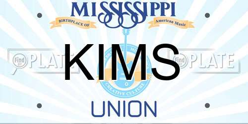 KIMS Mississippi License Plate