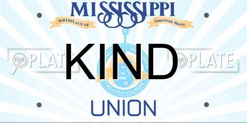 KIND Mississippi License Plate