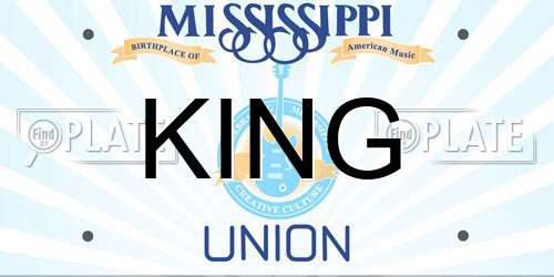 KING Mississippi License Plate