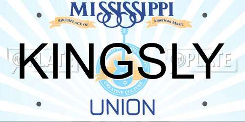 KINGSLY Mississippi License Plate