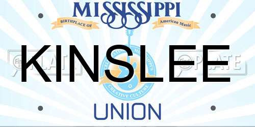 KINSLEE Mississippi License Plate