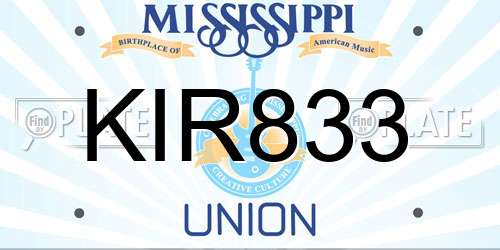 KIR833 Mississippi License Plate