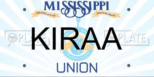 KIRAA Mississippi License Plate