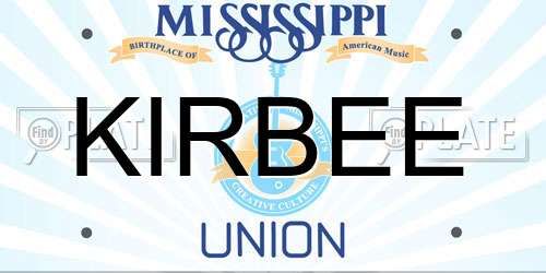 KIRBEE Mississippi License Plate