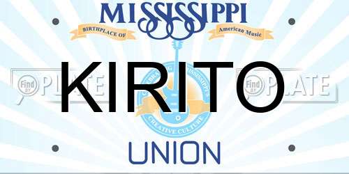 KIRITO Mississippi License Plate