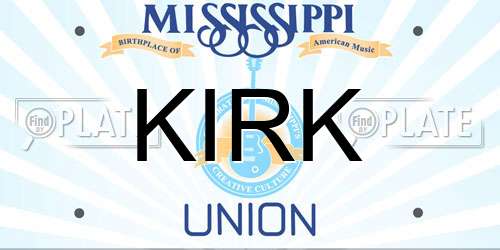 KIRK Mississippi License Plate