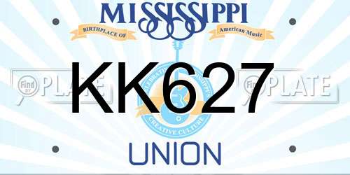 KK627 Mississippi License Plate