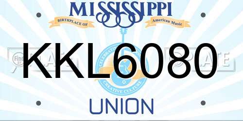 KKL6080 Mississippi License Plate