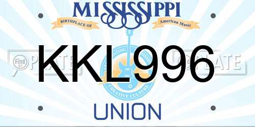 KKL996 Mississippi License Plate
