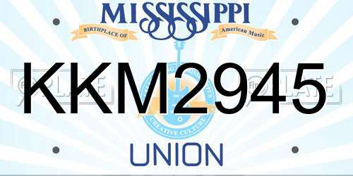 KKM2945 Mississippi License Plate