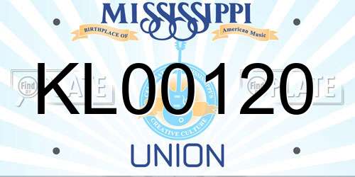 KL00120 Mississippi License Plate