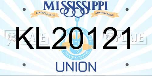 KL20121 Mississippi License Plate