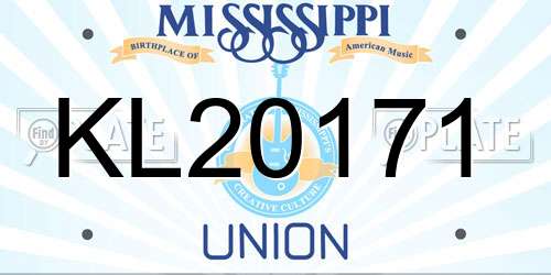 KL20171 Mississippi License Plate