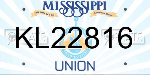 KL22816 Mississippi License Plate