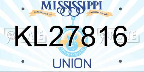 KL27816 Mississippi License Plate