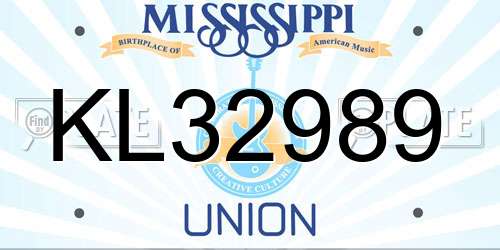 KL32989 Mississippi License Plate