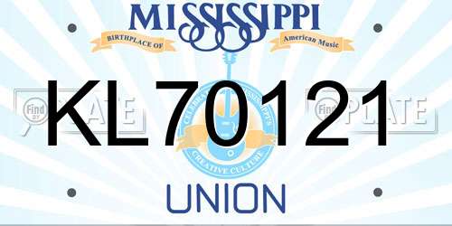 KL70121 Mississippi License Plate