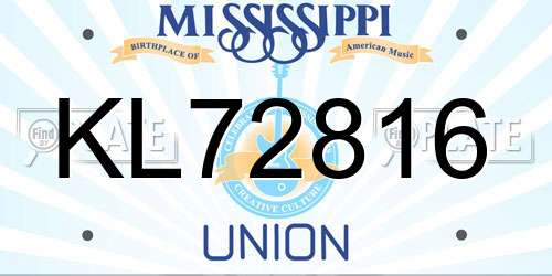 KL72816 Mississippi License Plate