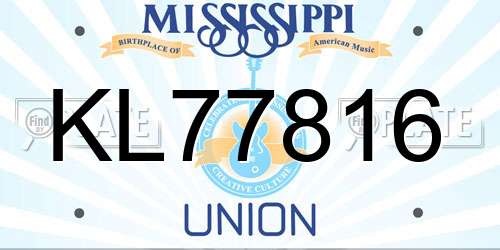 KL77816 Mississippi License Plate