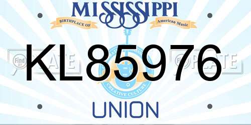 KL85976 Mississippi License Plate