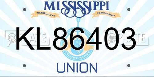 KL86403 Mississippi License Plate