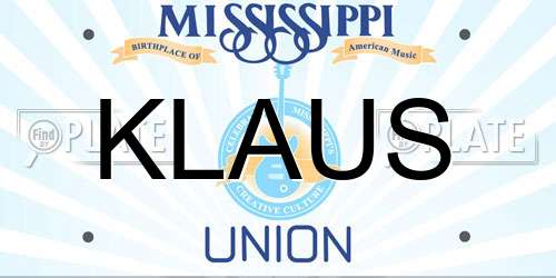 KLAUS Mississippi License Plate