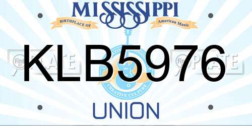 KLB5976 Mississippi License Plate