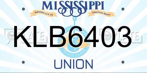 KLB6403 Mississippi License Plate