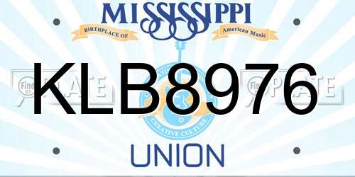 KLB8976 Mississippi License Plate