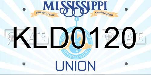 KLD0120 Mississippi License Plate