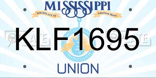 KLF1695 Mississippi License Plate