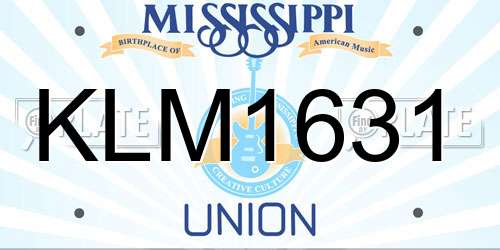 KLM1631 Mississippi License Plate