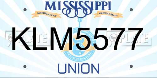 KLM5577 Mississippi License Plate
