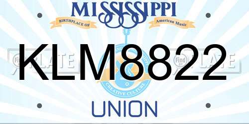 KLM8822 Mississippi License Plate