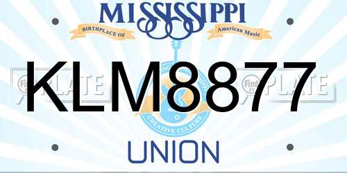 KLM8877 Mississippi License Plate