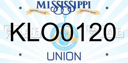 KLO0120 Mississippi License Plate