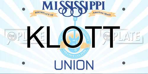 KLOTT Mississippi License Plate