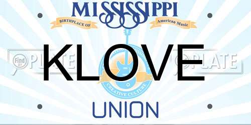 KLOVE Mississippi License Plate