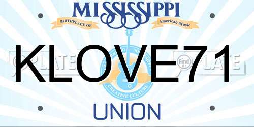 KLOVE71 Mississippi License Plate