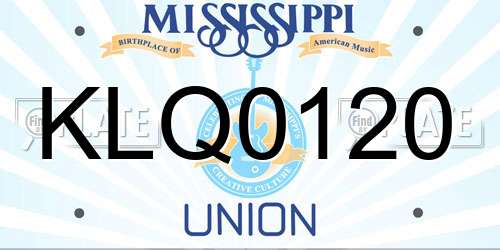 KLQ0120 Mississippi License Plate