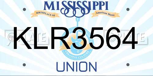 KLR3564 Mississippi License Plate